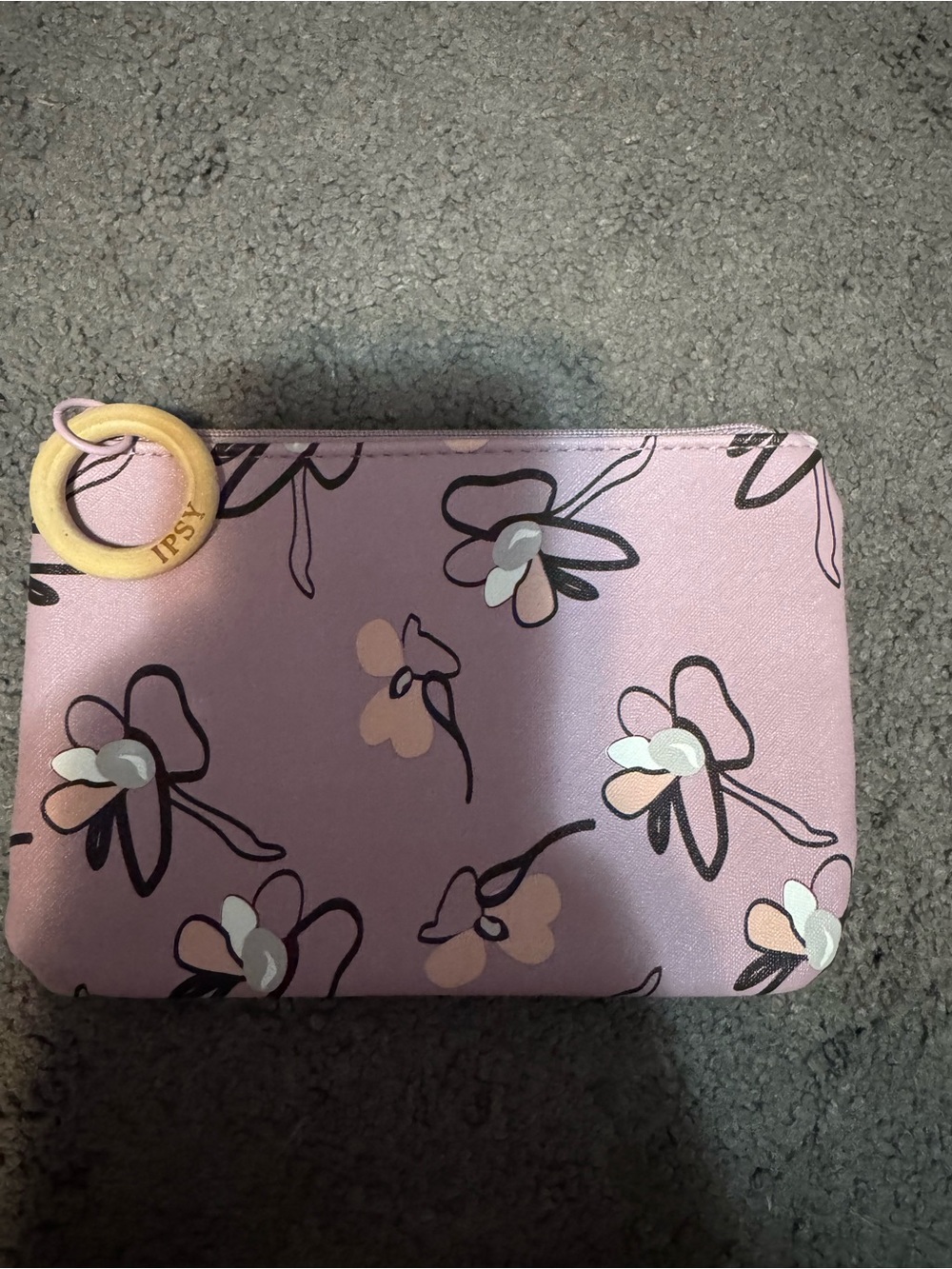 ipsy Pink Floral Cosmetic Pouch with Ring Pull